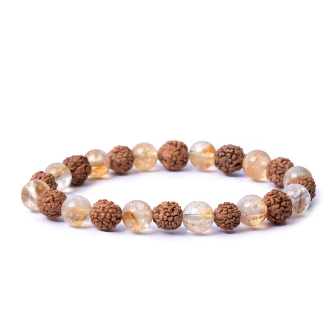 AstroJeet Rudraksha Citrine Bracelet – Abundance, Positivity & Spiritual Power