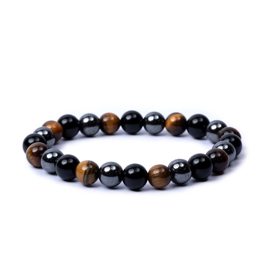 AstroJeet Triple Protection Bracelet – Hematite, Black Obsidian & Tiger Eye