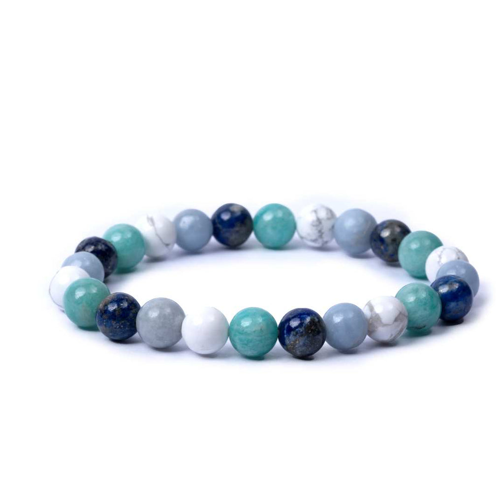 AstroJeet Thyroid Support Bracelet – Natural Healing Balance with Howlite, Lapis Lazuli, Aquamarine & Amazonite